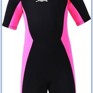 Youth Swim Rashguard in Black and Pink